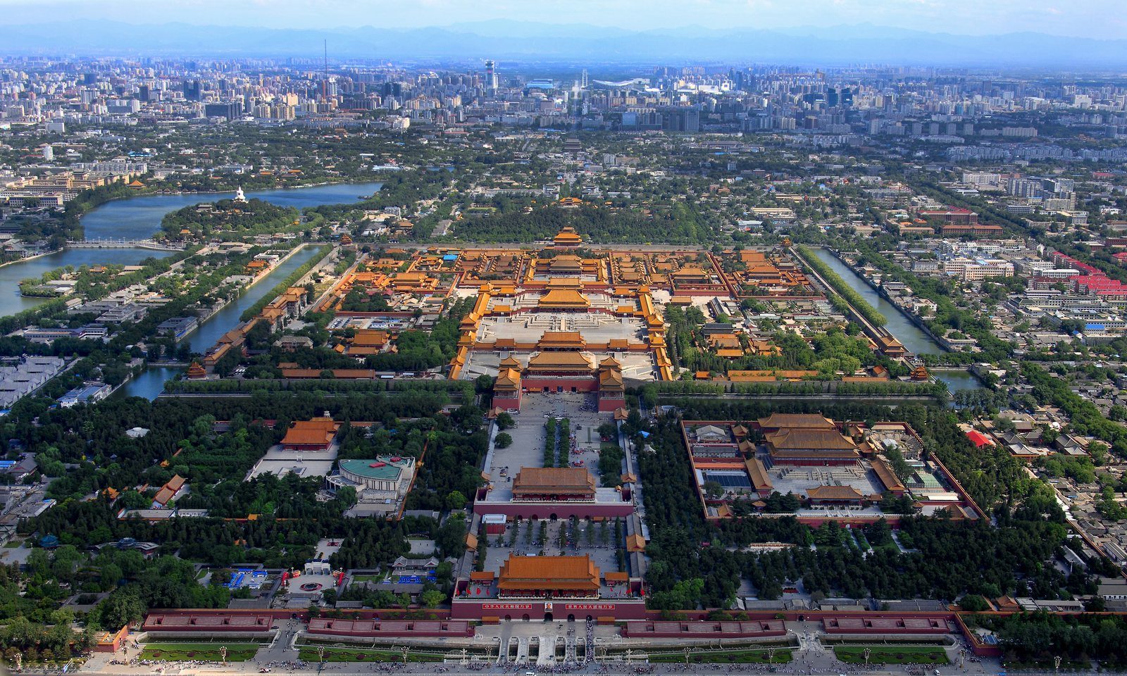 Aerial view of central Beijing and the Forbidden City